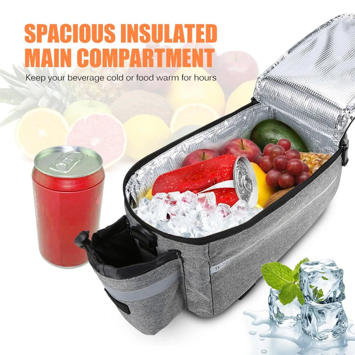 B-SOUL 10L Bicycle MTB Bike Waterproof Insulation Bag Rear Rack Tail Pannier Pack Cycling Bottle Holder Storage Bag - Black - 7