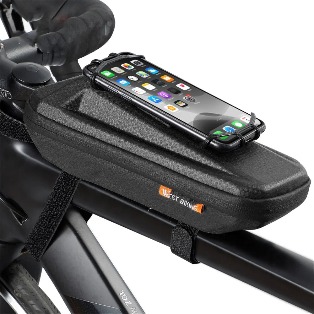 WEST BIKING YP0707263 Cycling EVA Bicycle Waterproof Front Frame Top Tube Handlebar Bag Case with Phone Holder - Black - 1