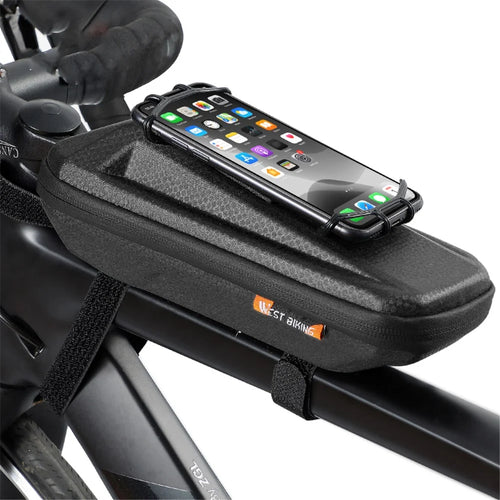 WEST BIKING YP0707263 Cycling EVA Bicycle Waterproof Front Frame Top Tube Handlebar Bag Case with Phone Holder - Black - 1