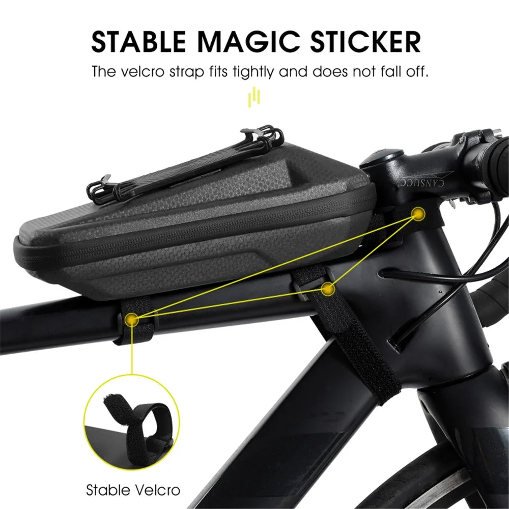 WEST BIKING YP0707263 Cycling EVA Bicycle Waterproof Front Frame Top Tube Handlebar Bag Case with Phone Holder - Black - 5