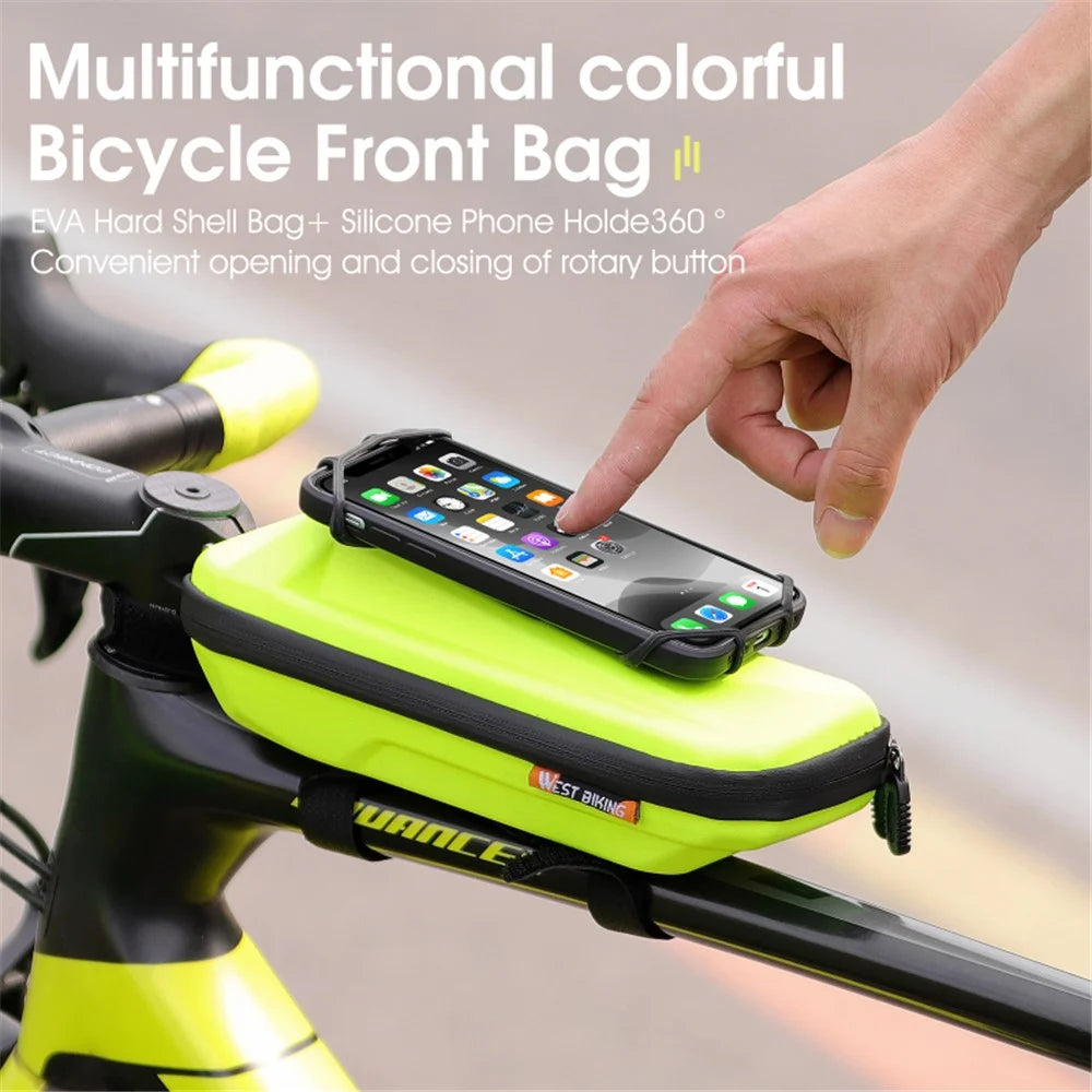 WEST BIKING YP0707263 Cycling EVA Bicycle Waterproof Front Frame Top Tube Handlebar Bag Case with Phone Holder - Black - 7
