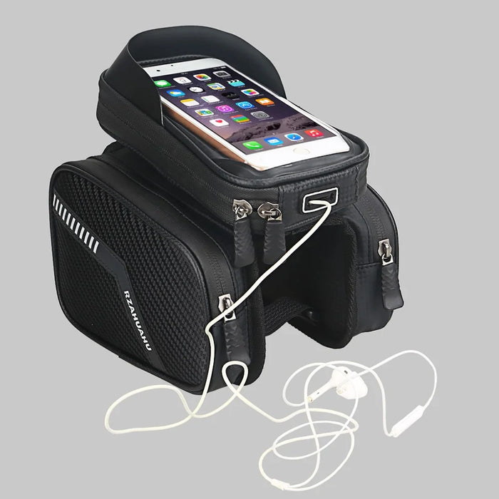 Waterproof Cycling Bike Front Frame Bag 7.2-inch Phone Touchscreen Visor Pouch Bicycle Top Tube Storage Bag - 2