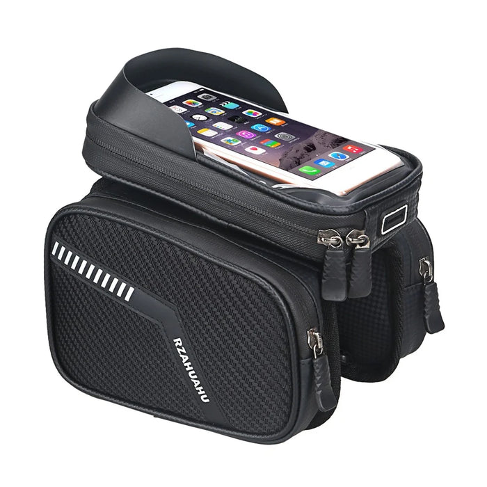 Waterproof Cycling Bike Front Frame Bag 7.2-inch Phone Touchscreen Visor Pouch Bicycle Top Tube Storage Bag - 6