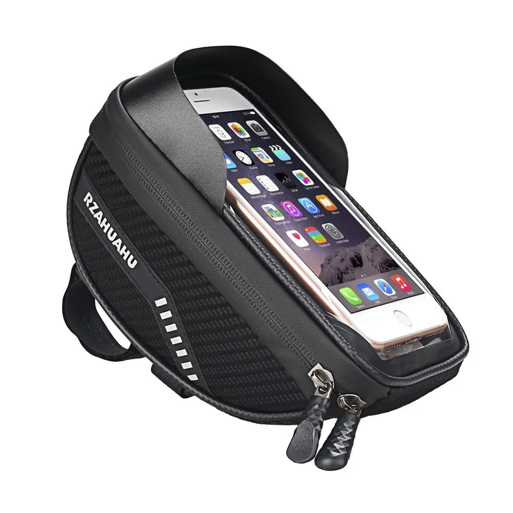 RZAHUAHU Waterproof Visor Design Bike Touch Screen 7.1-inch Phone Pocket Bicycle Cycling Handlebar Bag - 5