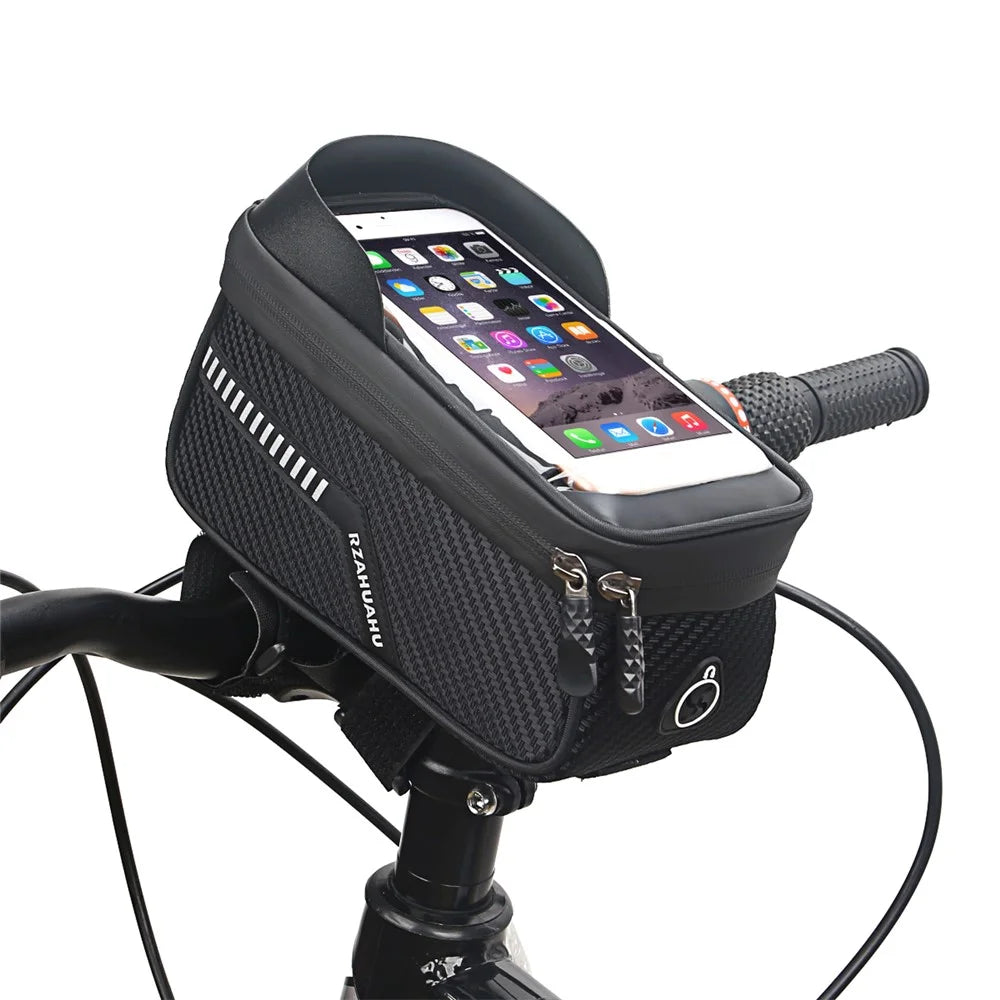 Bike Top Tube Waterproof Bag Bicycle Cycling 7-inch Phone Touchscreen Visor Pouch Storage Bag - 1