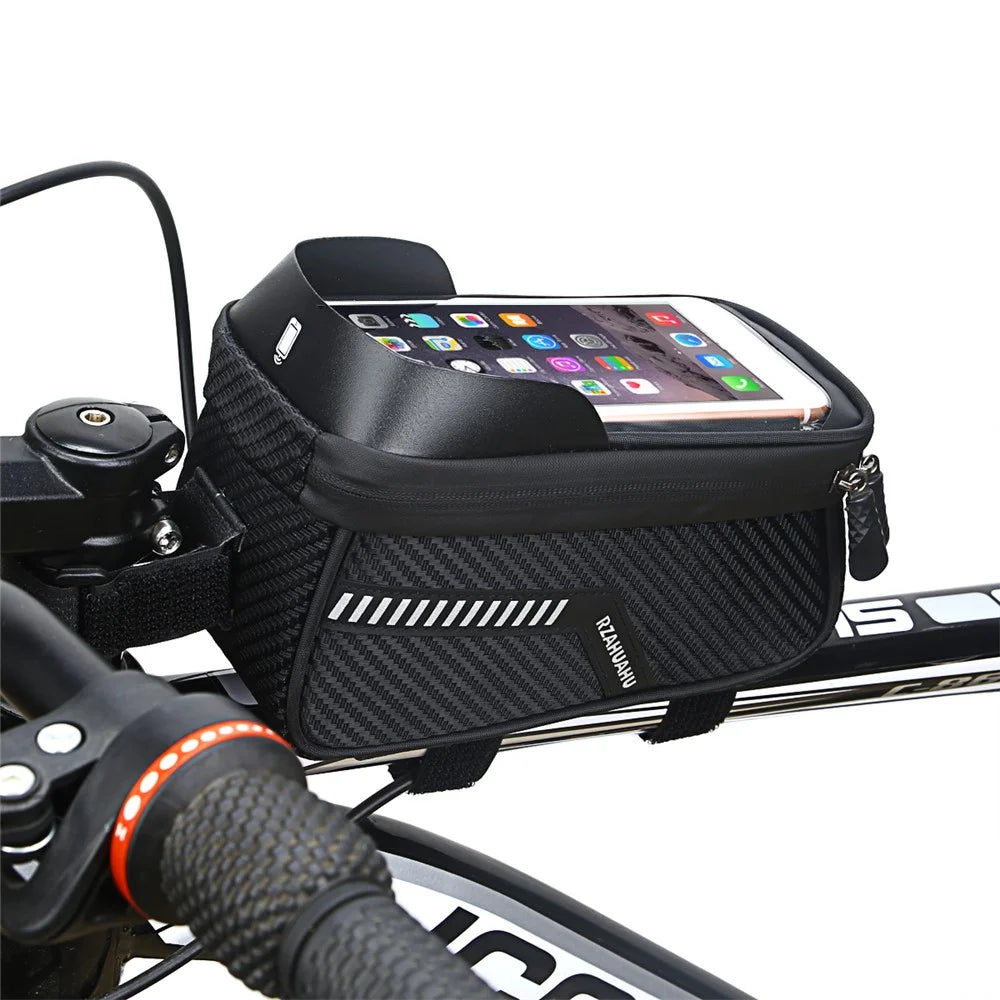 Bike Top Tube Waterproof Bag Bicycle Cycling 7-inch Phone Touchscreen Visor Pouch Storage Bag - 3