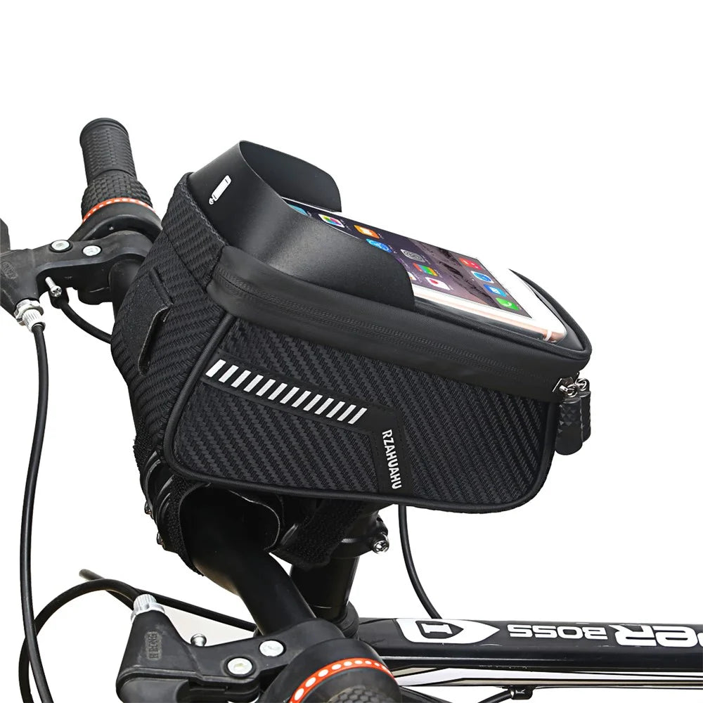Bike Top Tube Waterproof Bag Bicycle Cycling 7-inch Phone Touchscreen Visor Pouch Storage Bag - 4