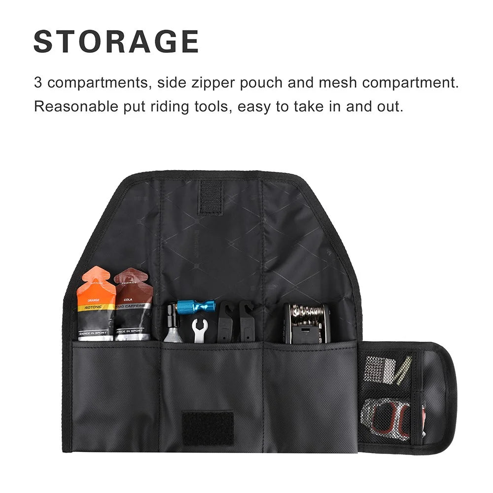 RHINOWALK RK5100 Bicycle Bag MTB Bike Repair Tools Storage Foldable Top Front Bag Tube Frame Bag Bike Saddle Pouch - Black - 3