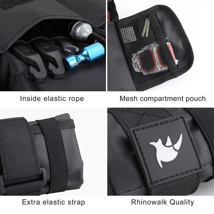 RHINOWALK RK5100 Bicycle Bag MTB Bike Repair Tools Storage Foldable Top Front Bag Tube Frame Bag Bike Saddle Pouch - Black - 4
