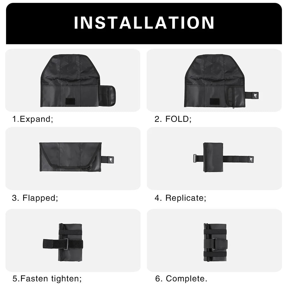 RHINOWALK RK5100 Bicycle Bag MTB Bike Repair Tools Storage Foldable Top Front Bag Tube Frame Bag Bike Saddle Pouch - Black - 5