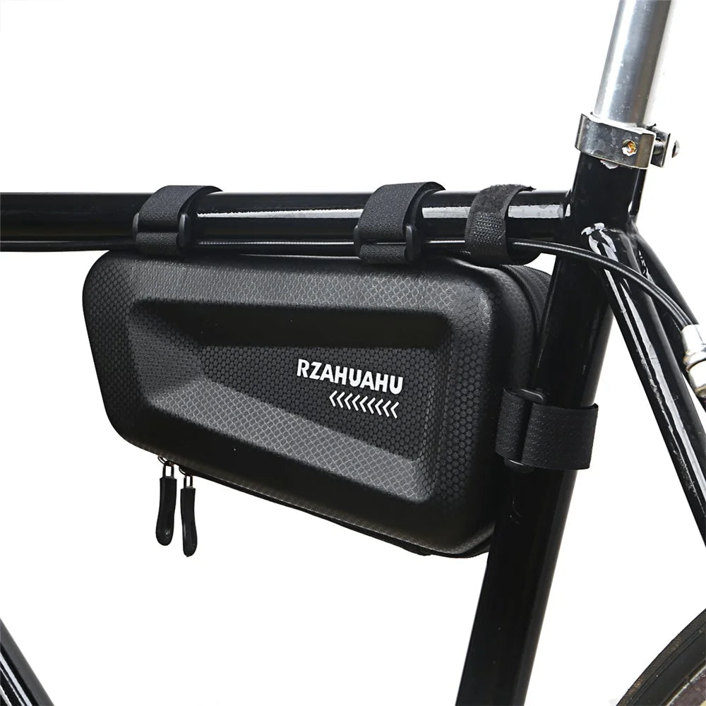 RZAHUAHU Bicycle Front Frame Hard Shell Bag Cycling Bike Waterproof Phone Tools Storage Bag - 2