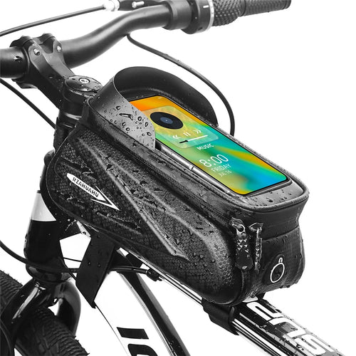 RZAHUAHU MTB Road Bicycle Top Tube Bag Waterproof EVA Hard Shell Bike Front Beam Touch Screen 7.2 inch Phone Holder Storage Bag - 1