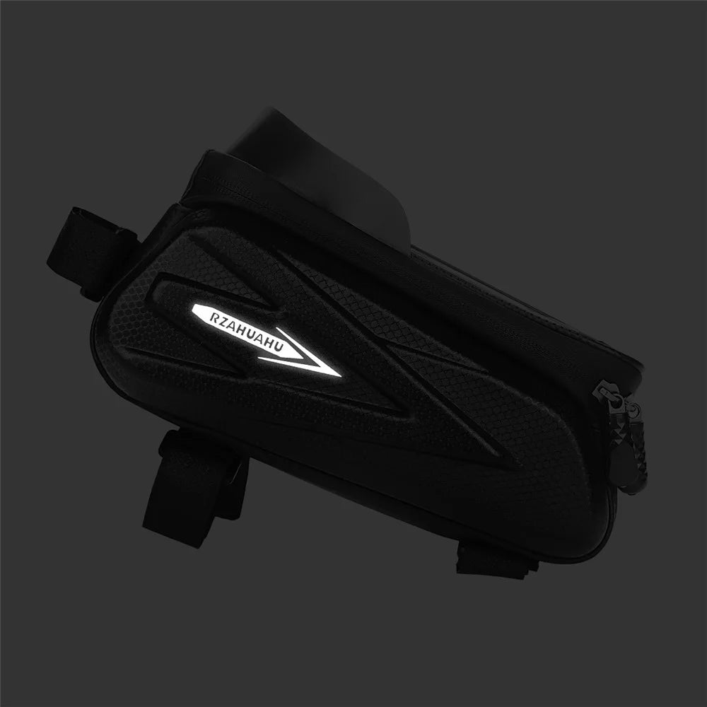 RZAHUAHU MTB Road Bicycle Top Tube Bag Waterproof EVA Hard Shell Bike Front Beam Touch Screen 7.2 inch Phone Holder Storage Bag - 5
