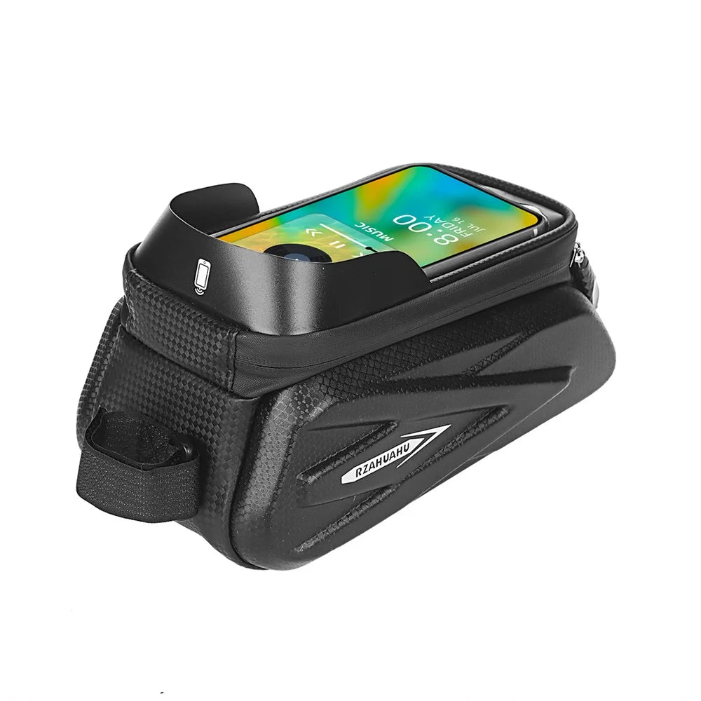 RZAHUAHU MTB Road Bicycle Top Tube Bag Waterproof EVA Hard Shell Bike Front Beam Touch Screen 7.2 inch Phone Holder Storage Bag - 6