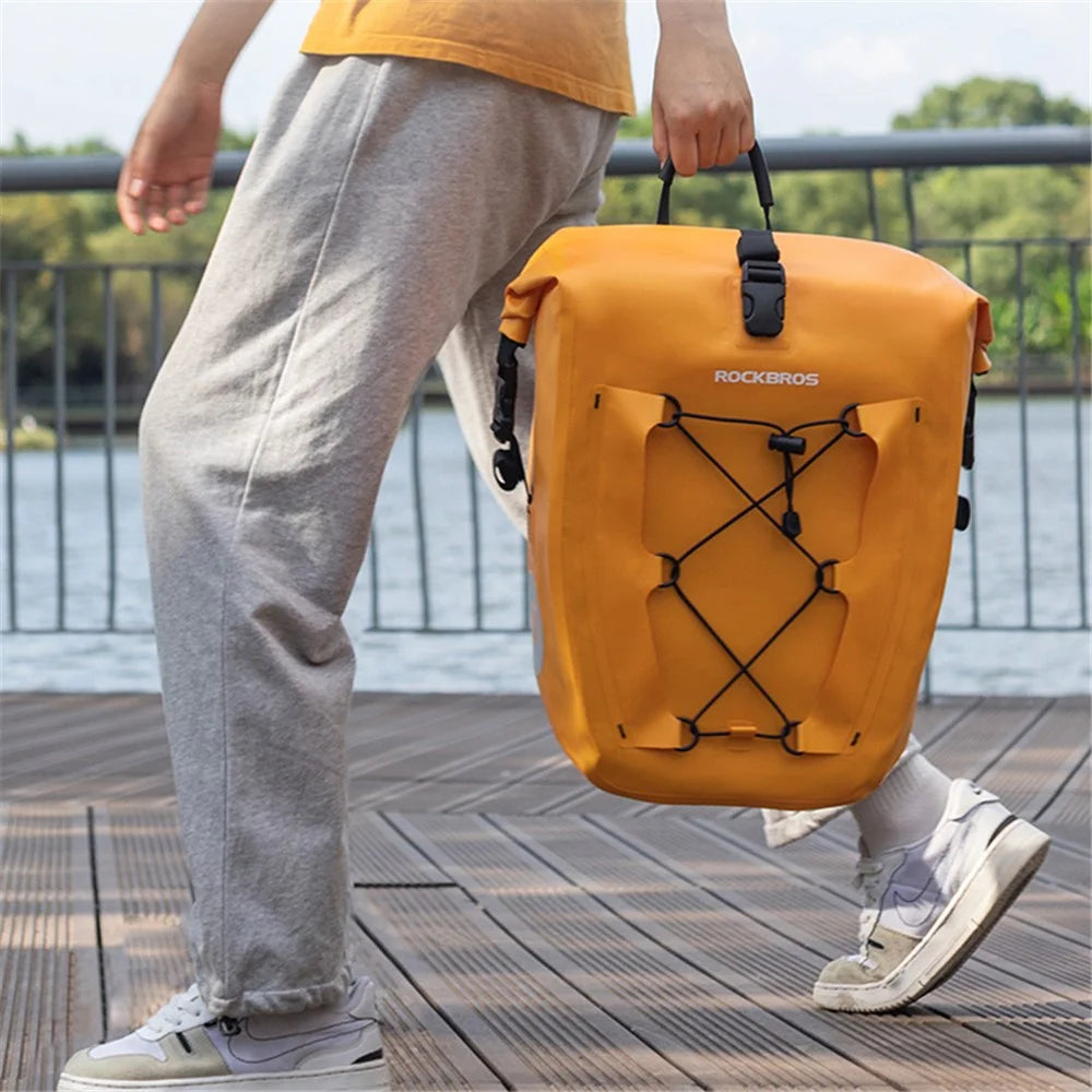 ROCKBROS AS-002-2 Waterproof Foldable Bike Pannier Bag Bicycle Rear Rack Trunk Bag - Orange - 4