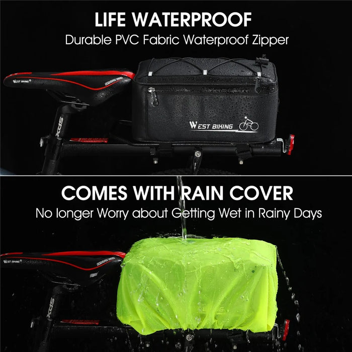 WEST BIKING 4L Large Capacity Bicycle Seat Saddle Bag Waterproof Bike Tail Storage Bag - 4