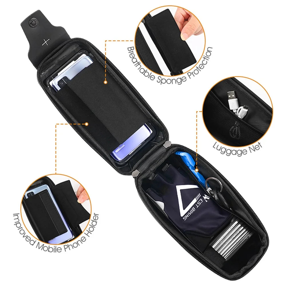 WEST BIKING YP0707275 2.5L Bike Bicycle Top Tube Bag Front Beam Touch Screen Phone Holder Storage Bag - Black - 7