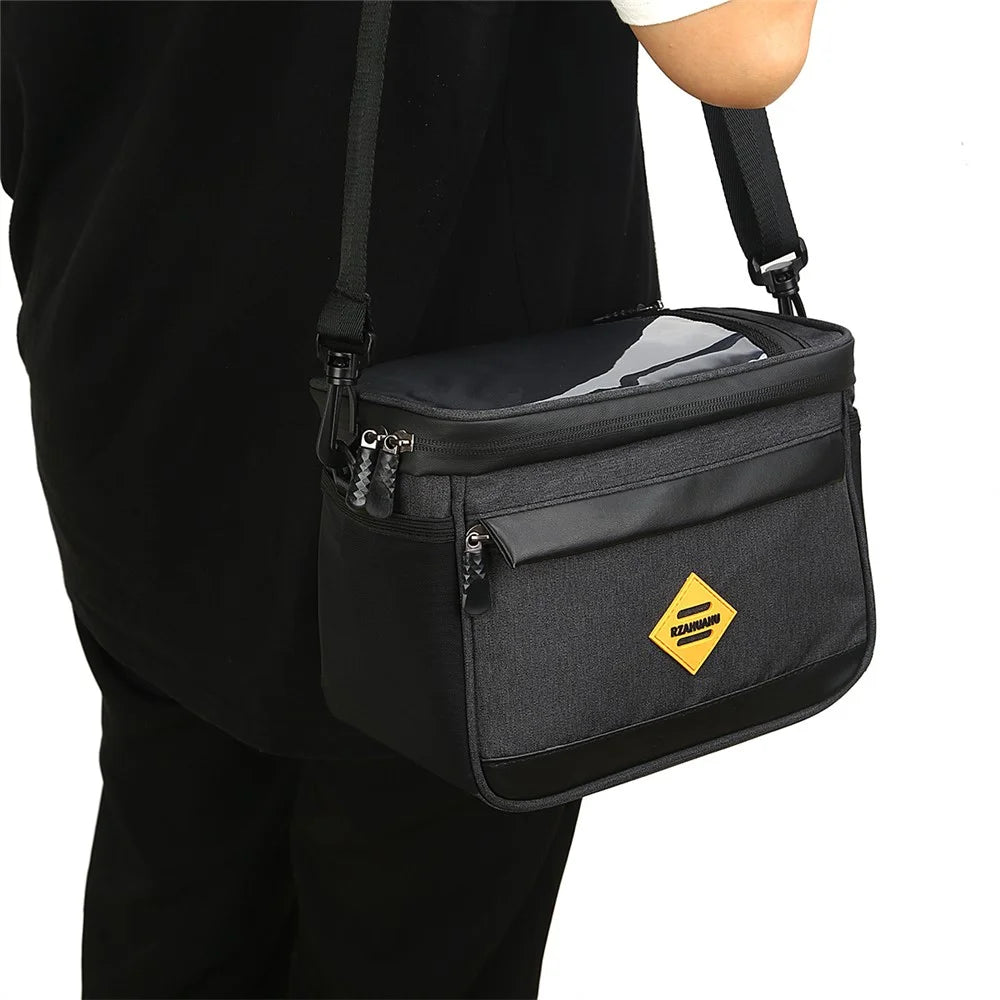 RZAHUAHU YA429 4.5L Waterproof Front Tube Cycling Bag MTB Bike Handlebar Thermal Insulation Bag - Black - 4