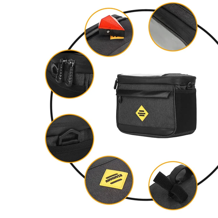 RZAHUAHU YA429 4.5L Waterproof Front Tube Cycling Bag MTB Bike Handlebar Thermal Insulation Bag - Black - 7