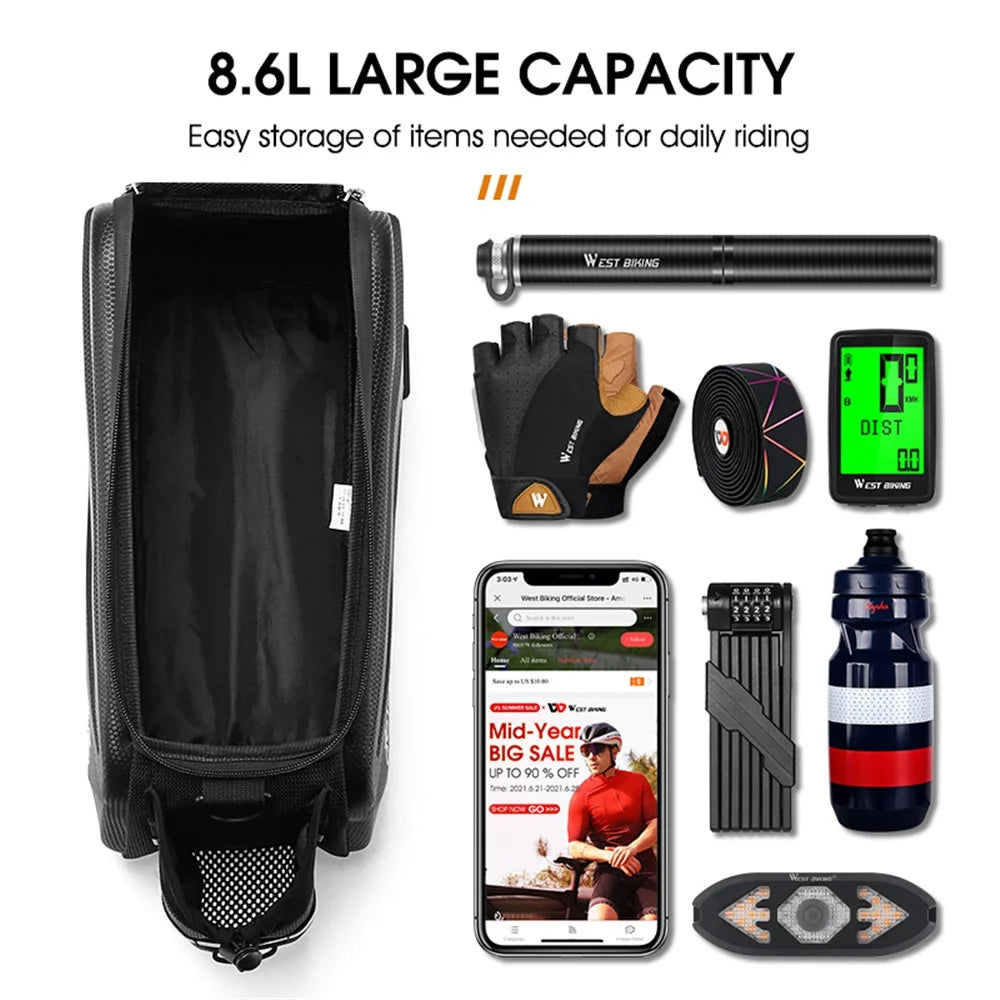 WEST BIKING YP0707281 Bike Trunk Bag Waterproof Saddle Bag Bicycle Rack Rear Carrier Bag Commuter Bike Luggage Bag Pannier - 3