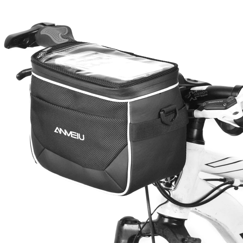 ANMEILU 7020 Bike Handlebar Bag Bicycle Front Bag Pack Messenger Bag 6.5'' Cell Phone Storage Bag with Clear Touch Screen and Shoulder Strap - 2
