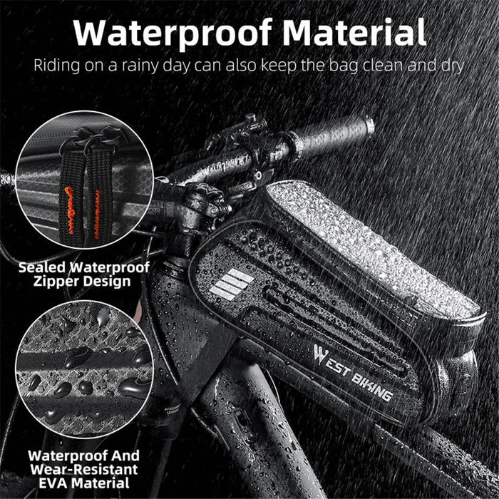 WEST BIKING YP0707283 1.5L Carbon Fiber Hard Shell Bike Phone Bag Waterproof Sensitive Touch Screen Front Frame Phone Bag - 3