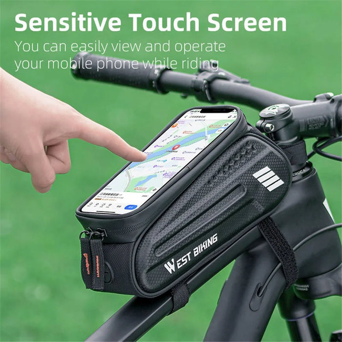 WEST BIKING YP0707283 1.5L Carbon Fiber Hard Shell Bike Phone Bag Waterproof Sensitive Touch Screen Front Frame Phone Bag - 4