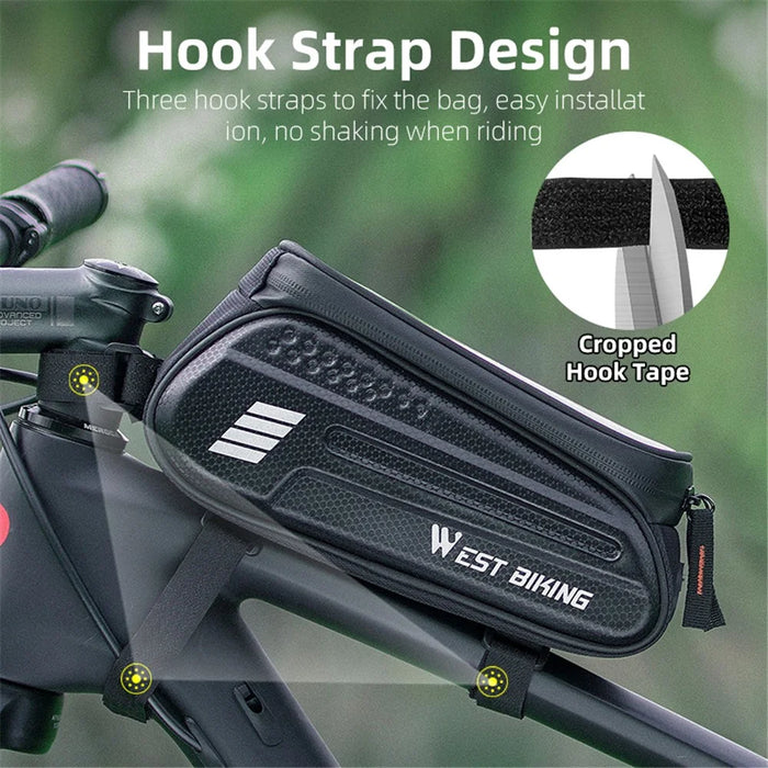 WEST BIKING YP0707283 1.5L Carbon Fiber Hard Shell Bike Phone Bag Waterproof Sensitive Touch Screen Front Frame Phone Bag - 5