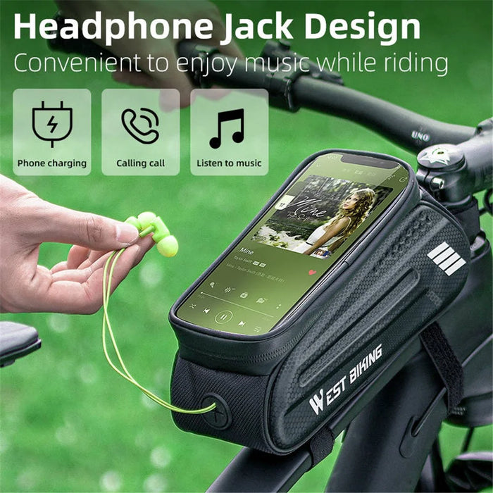 WEST BIKING YP0707283 1.5L Carbon Fiber Hard Shell Bike Phone Bag Waterproof Sensitive Touch Screen Front Frame Phone Bag - 7