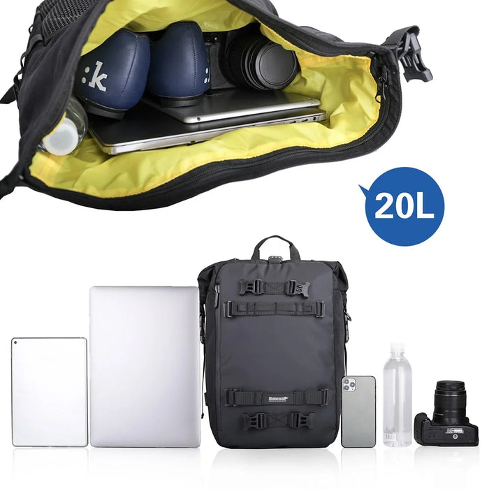 RHINOWALK MT216 20L Cycling Motorcycle Fuel Tank Bag Shoulders Backpack Multifunctional Motorbike Seat Side Bag Tail Accessories Bag - Black - 6