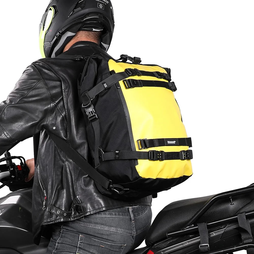 RHINOWALK MT216 30L Super Large Motorcycle Seat Bag Tail Bag Multifunction Motorbike Helmet Storage Bag Dirt Bike Accessories Shoulders Backpack - Yellow - 5