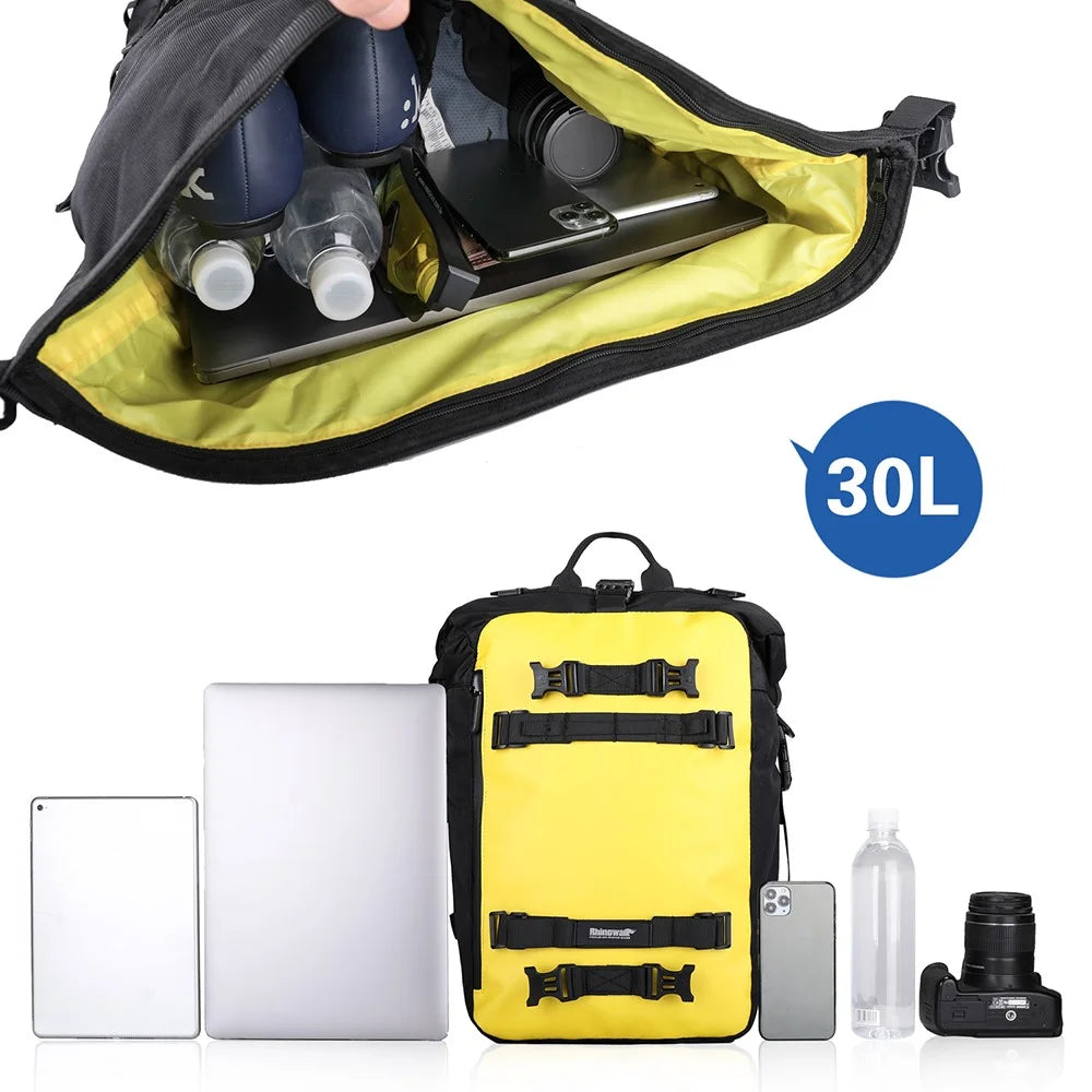 RHINOWALK MT216 30L Super Large Motorcycle Seat Bag Tail Bag Multifunction Motorbike Helmet Storage Bag Dirt Bike Accessories Shoulders Backpack - Yellow - 6