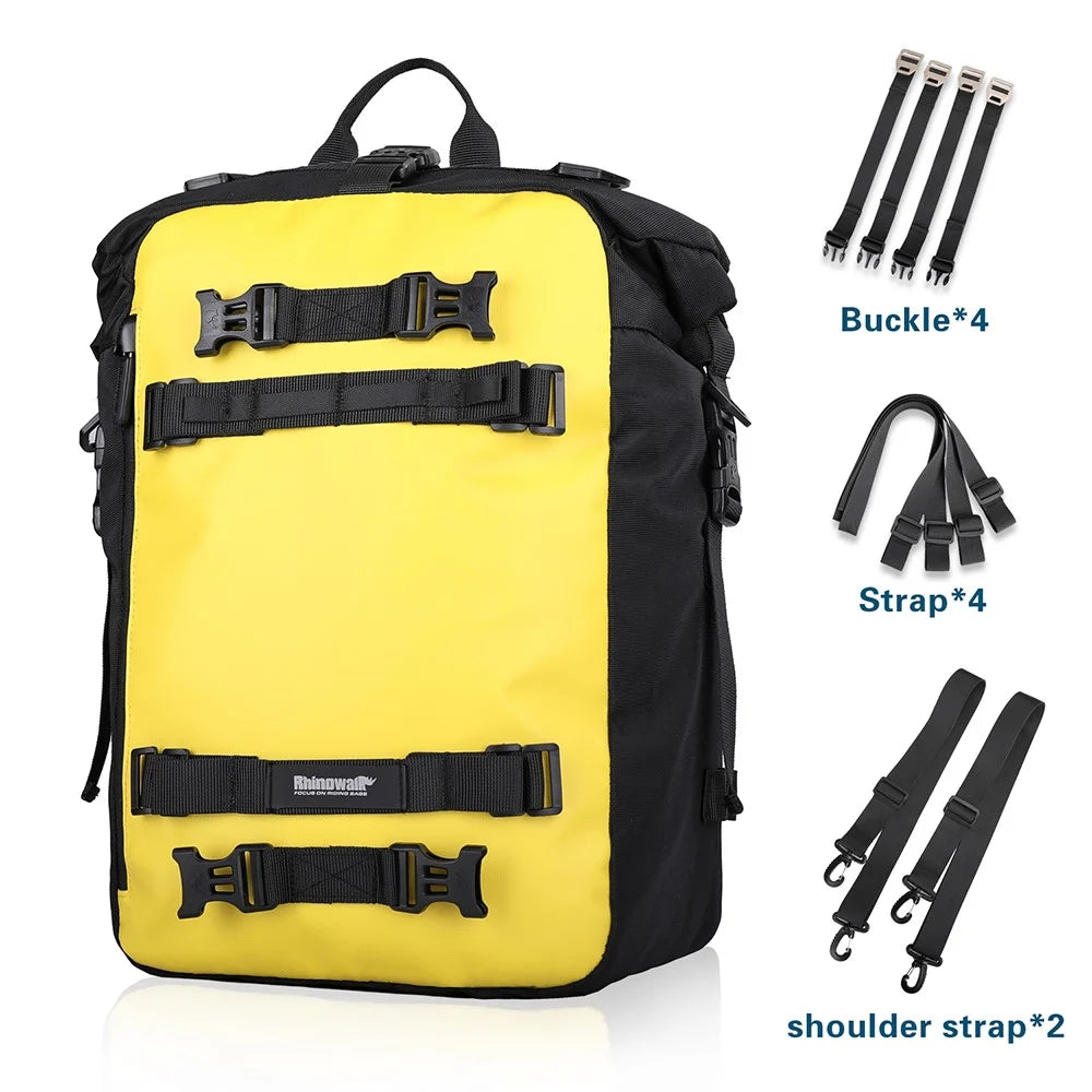 RHINOWALK MT216 30L Super Large Motorcycle Seat Bag Tail Bag Multifunction Motorbike Helmet Storage Bag Dirt Bike Accessories Shoulders Backpack - Yellow - 7