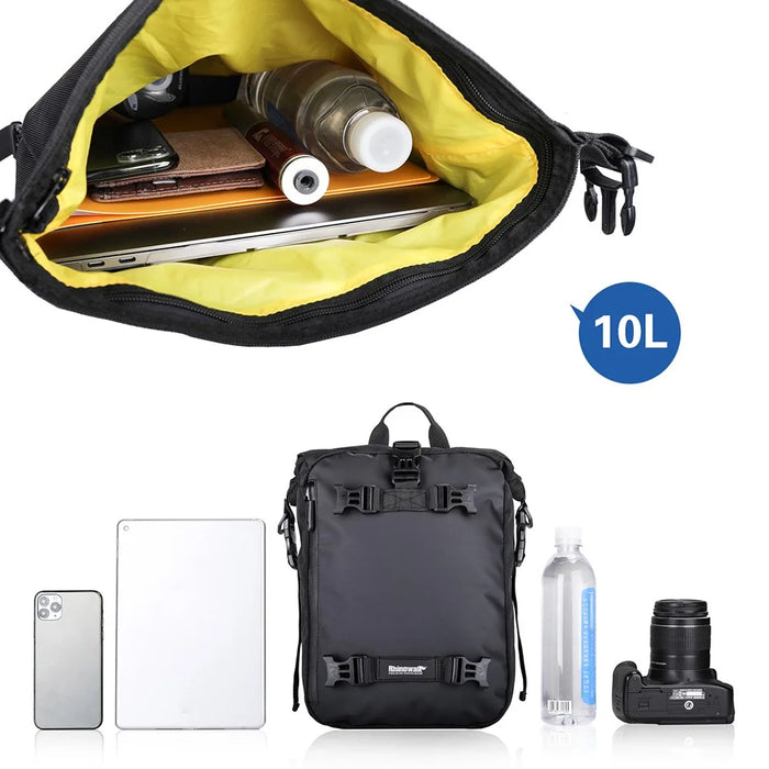 RHINOWALK MT216 10L Motorcycle Backseat Tank Bag Multifunctional Motorbike Rear Seat Side Bag Cycling Accessories - Black - 6