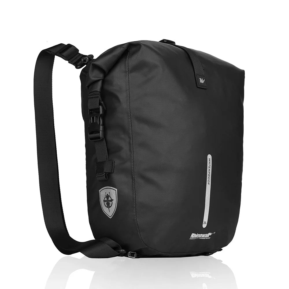 RHINOWALK X21668 Bicycle Rear Seat Bag Large Pannier Backpack Convertible Bicycle Saddle Bag Travel Shoulder Bag Cycling Accessories - Black - 2