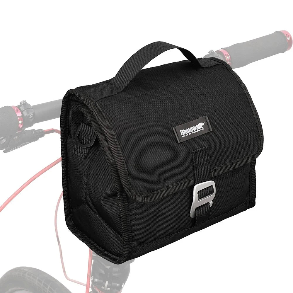 RHINOWALK RK9106 Bike Handlebar Bag Front Frame Bag Cycling Multifunction Shoulder Bag Saddle Bag Handbag with Detachable Shoulder Strap - All Black - 1