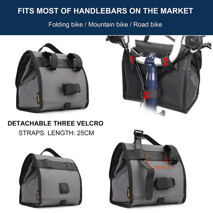 RHINOWALK RK9106 Bike Handlebar Bag Front Frame Bag Cycling Multifunction Shoulder Bag Saddle Bag Handbag with Detachable Shoulder Strap - All Black - 3