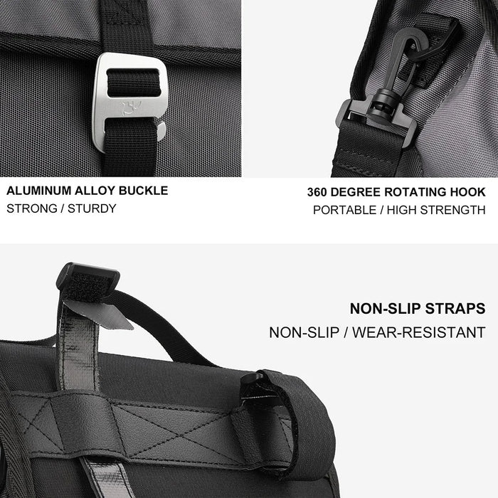 RHINOWALK RK9106 Bike Handlebar Bag Front Frame Bag Cycling Multifunction Shoulder Bag Saddle Bag Handbag with Detachable Shoulder Strap - All Black - 4