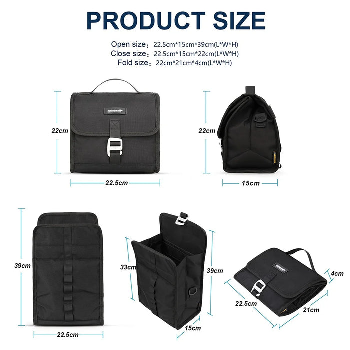RHINOWALK RK9106 Bike Handlebar Bag Front Frame Bag Cycling Multifunction Shoulder Bag Saddle Bag Handbag with Detachable Shoulder Strap - All Black - 5