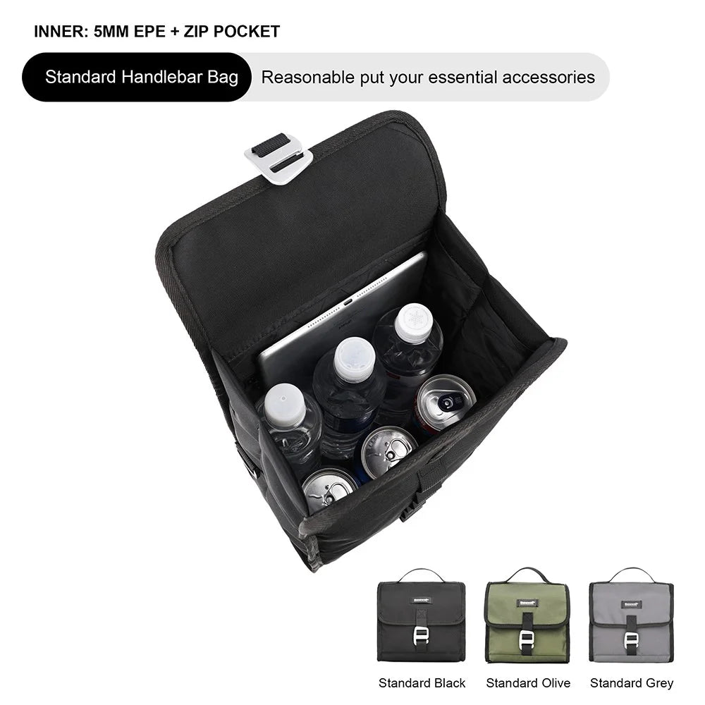 RHINOWALK RK9106 Bike Handlebar Bag Front Frame Bag Cycling Multifunction Shoulder Bag Saddle Bag Handbag with Detachable Shoulder Strap - All Black - 7