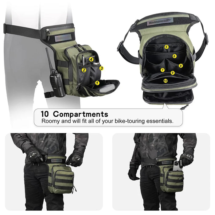 RHINOWALK MT102 Cycling Leg Bag Multifunction Waist Bag Chest Bag Crossbody Bag Outdoor Travel Fishing Hiking Cycling Hip Bags - Army Green - 5