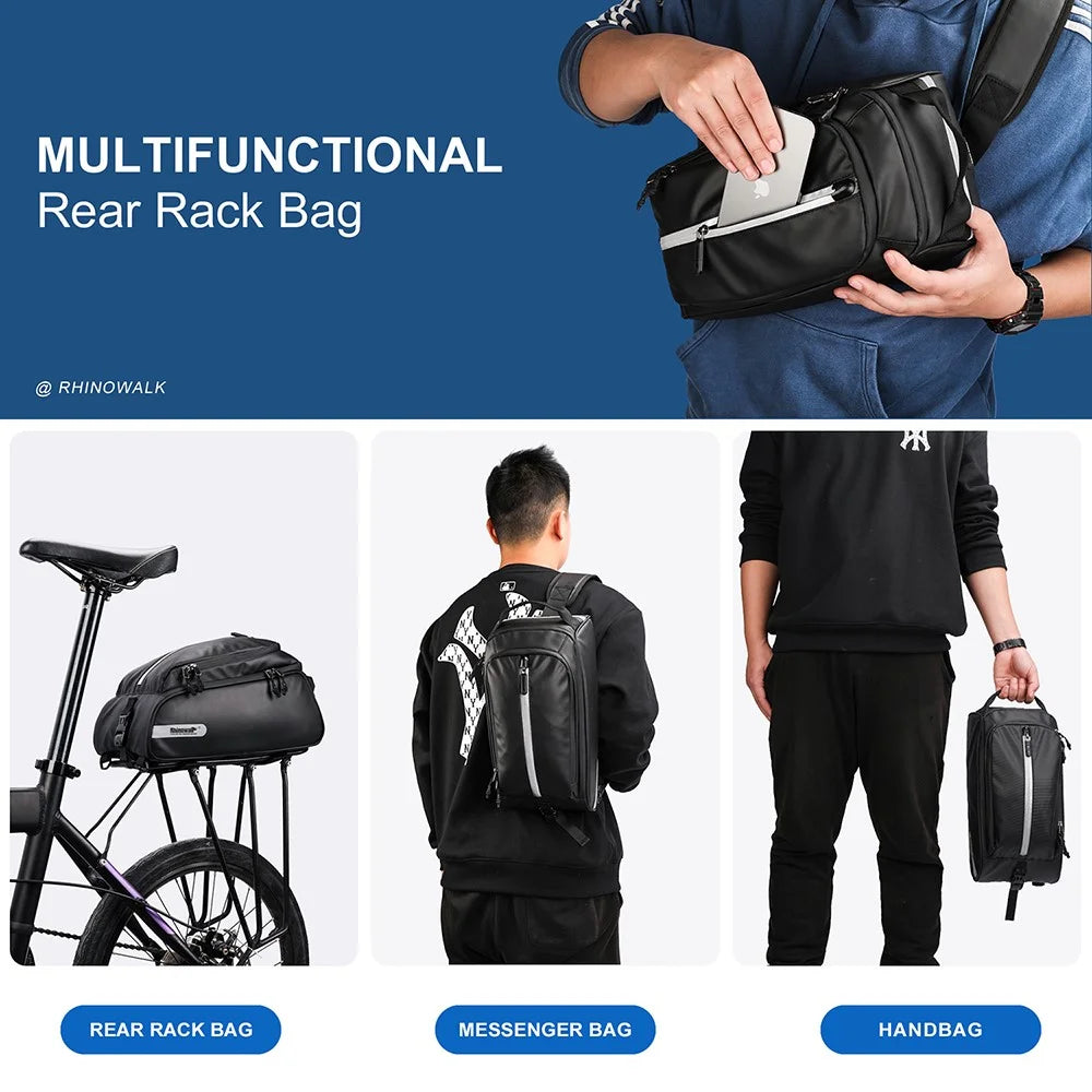 RHINOWALK RK6203 Waterproof Bike Trunk Bag 12L Multifunction Bike Rack Bag Bicycle Rack Pannier Bag Sling Bag Chest Bag - 3