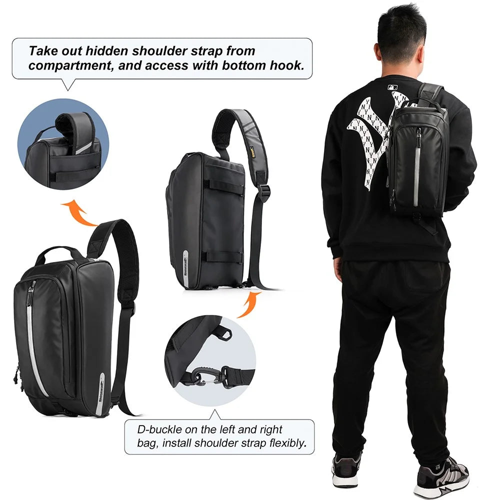 RHINOWALK RK6203 Waterproof Bike Trunk Bag 12L Multifunction Bike Rack Bag Bicycle Rack Pannier Bag Sling Bag Chest Bag - 5