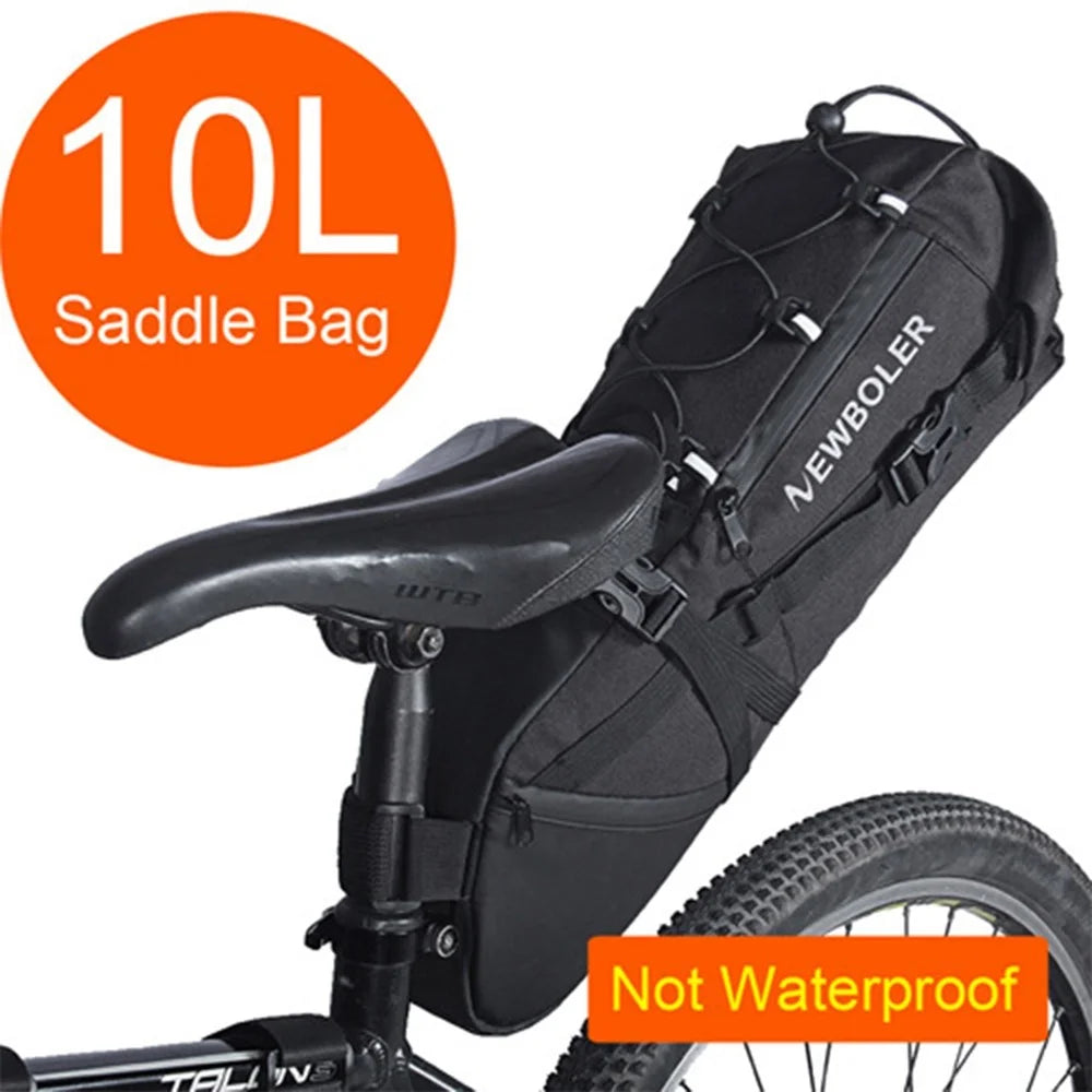 NEWBOLER BAG026 10L Bicycle Seat Bag Waterproof Large Capacity Mountain Bike Saddle Bag Cycling Equipment - Black - 2