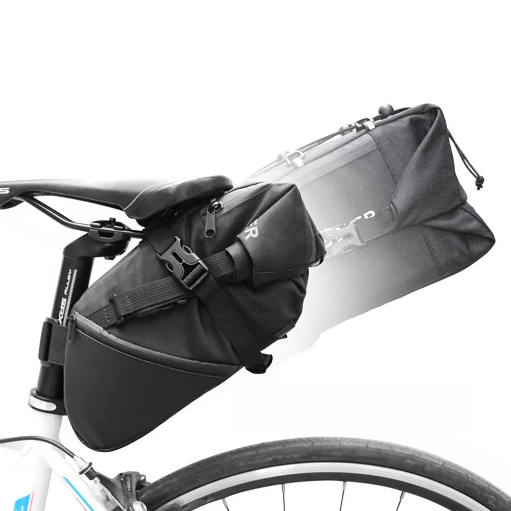 NEWBOLER BAG026 10L Bicycle Seat Bag Waterproof Large Capacity Mountain Bike Saddle Bag Cycling Equipment - Black - 4