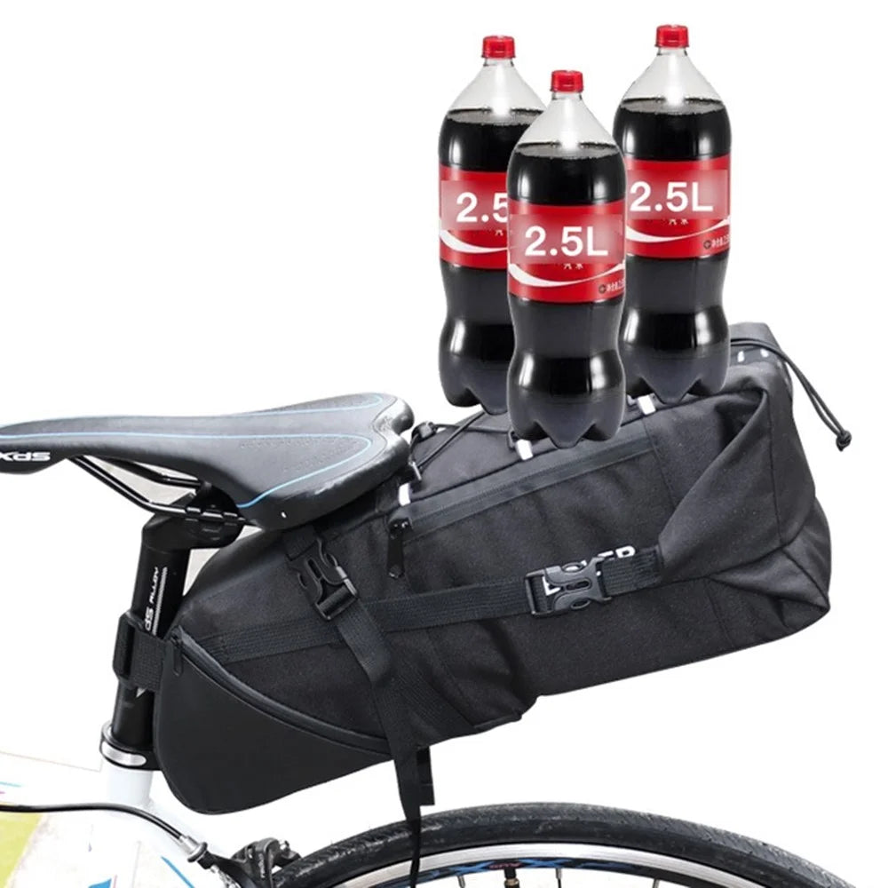 NEWBOLER BAG026 10L Bicycle Seat Bag Waterproof Large Capacity Mountain Bike Saddle Bag Cycling Equipment - Black - 5