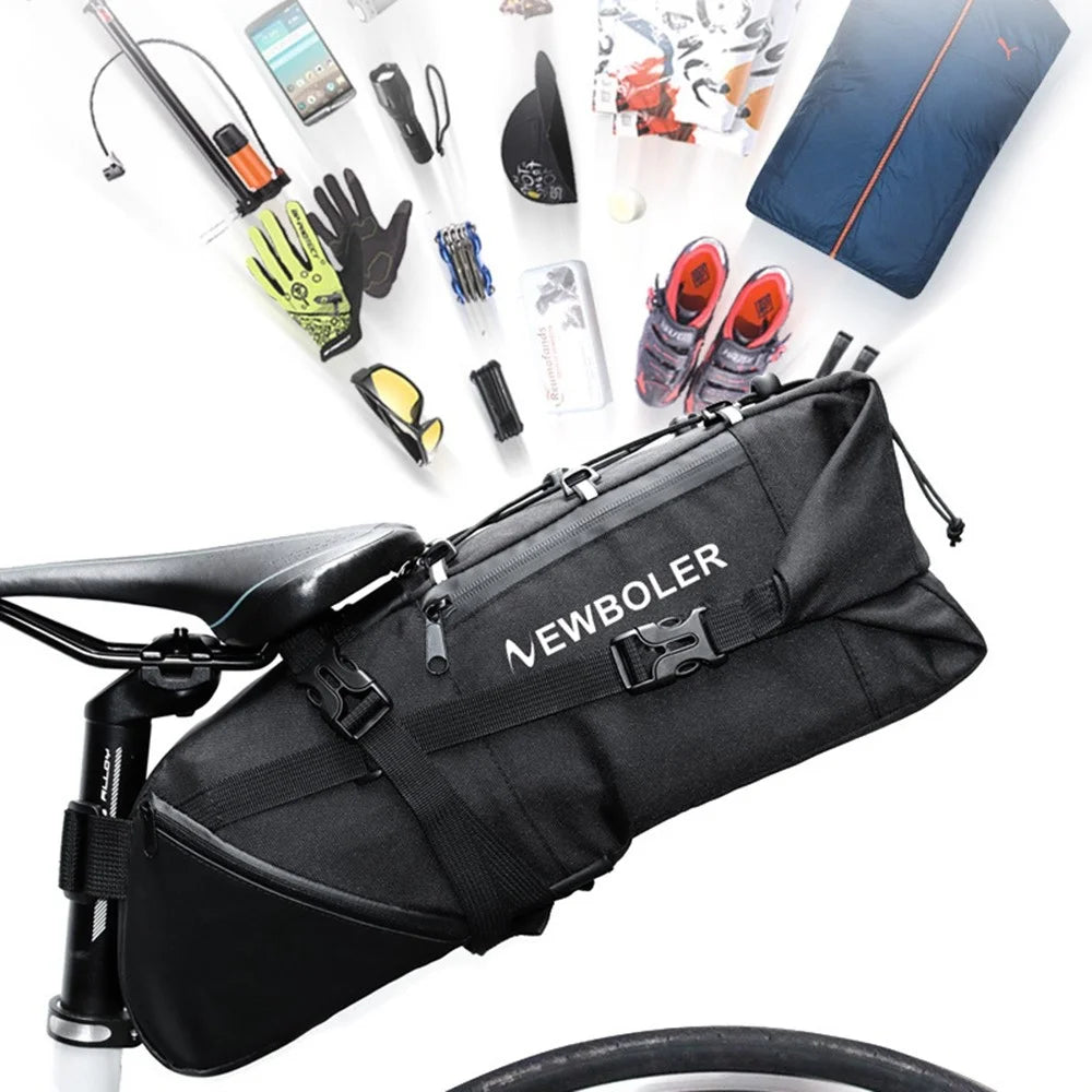 NEWBOLER BAG026 10L Bicycle Seat Bag Waterproof Large Capacity Mountain Bike Saddle Bag Cycling Equipment - Black - 6