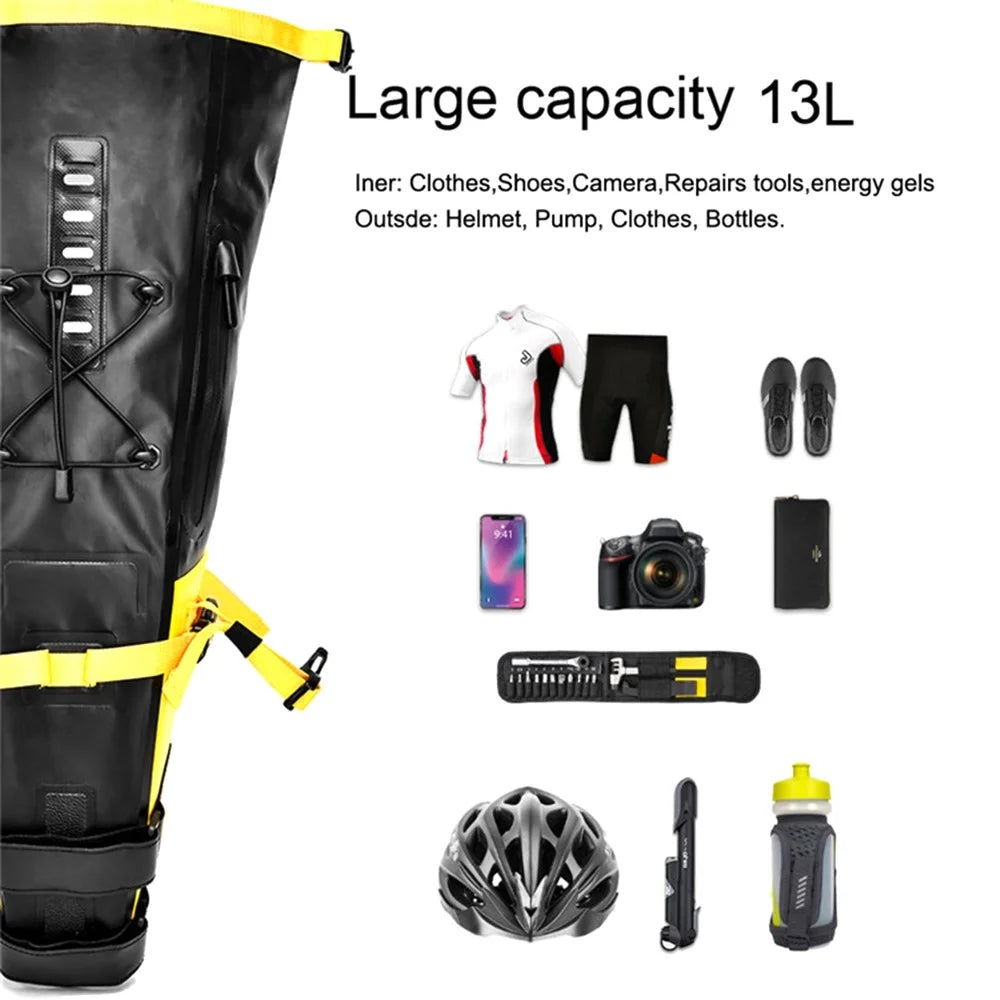 NEWBOLER PAC040 13L Bicycle Water Resistant Bike Saddle Bag Seat Bag Cycling Bag - Yellow - 5