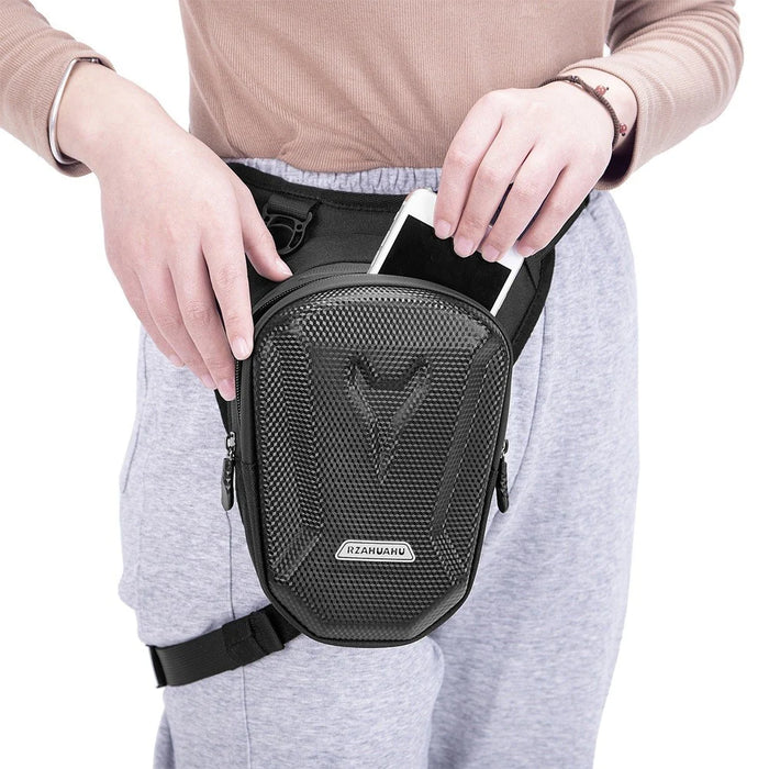 RZAHUAHU Hard Shell Waterproof Motorcycle Riding Cycling Leg Bag Phone Tools Storage Messenger Bag - 3