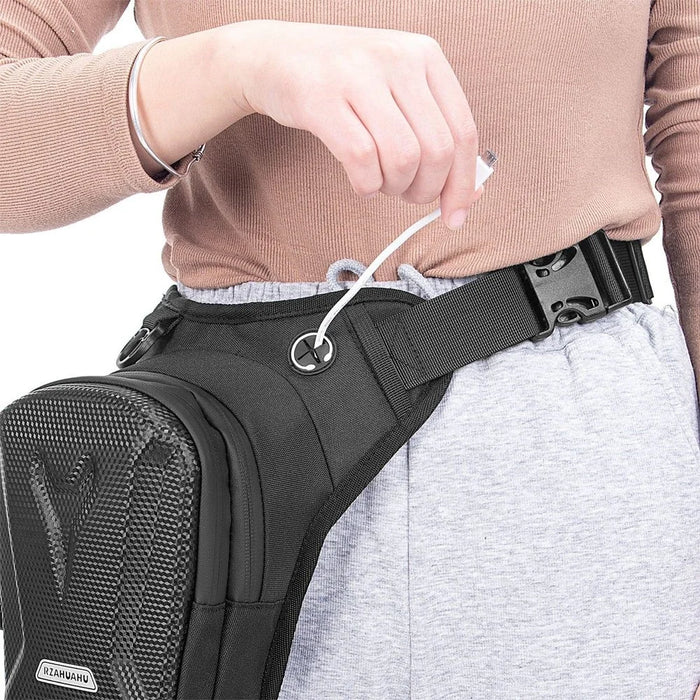 RZAHUAHU Hard Shell Waterproof Motorcycle Riding Cycling Leg Bag Phone Tools Storage Messenger Bag - 5